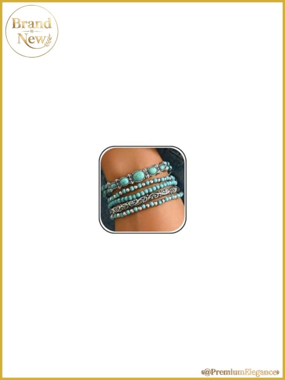 Western Turquoise Beaded Bracelet Set Stackable Cowgirl Concho Stretch